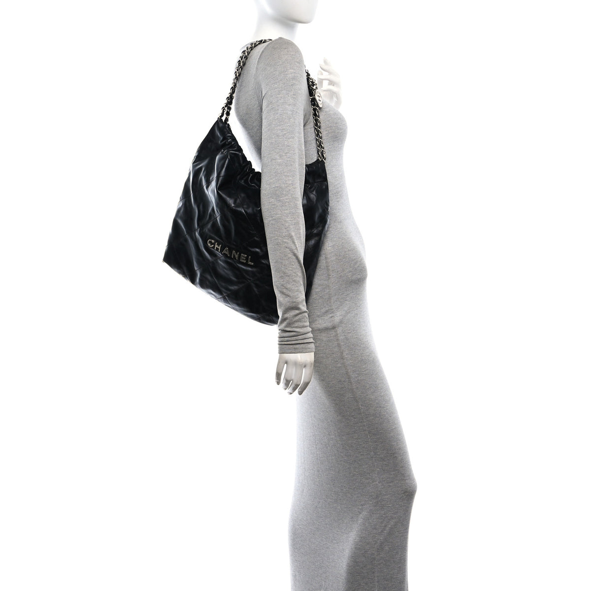 Chanel Shiny Calfskin Quilted Chanel 22 Black 2 of 12