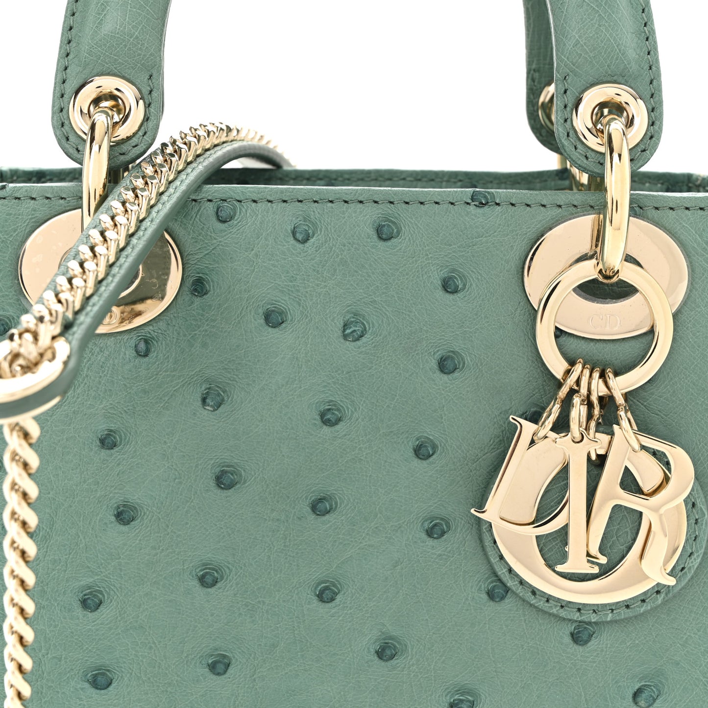 Ostrich Mini Lady Dior Green