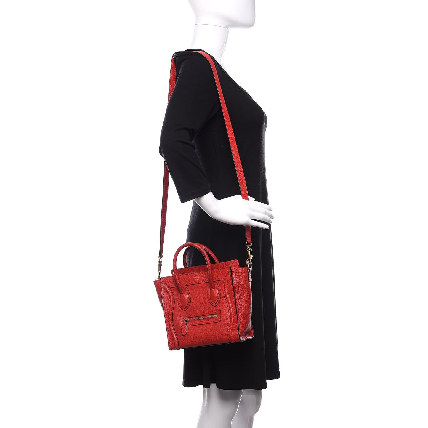 Drummed Calfskin Nano Luggage Coquelicot