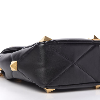 Valentino Garavani Nappa Large Roman Stud Shoulder Bag Black 6 of 9