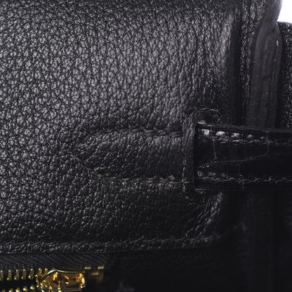 Hermes Togo Shiny Niloticus Crocodile Birkin Touch 25 Black 14 of 38