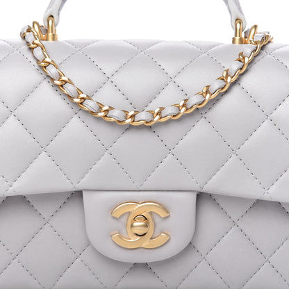 Chanel Lambskin Quilted Mini Top Handle Rectangular Flap Grey 10 of 10