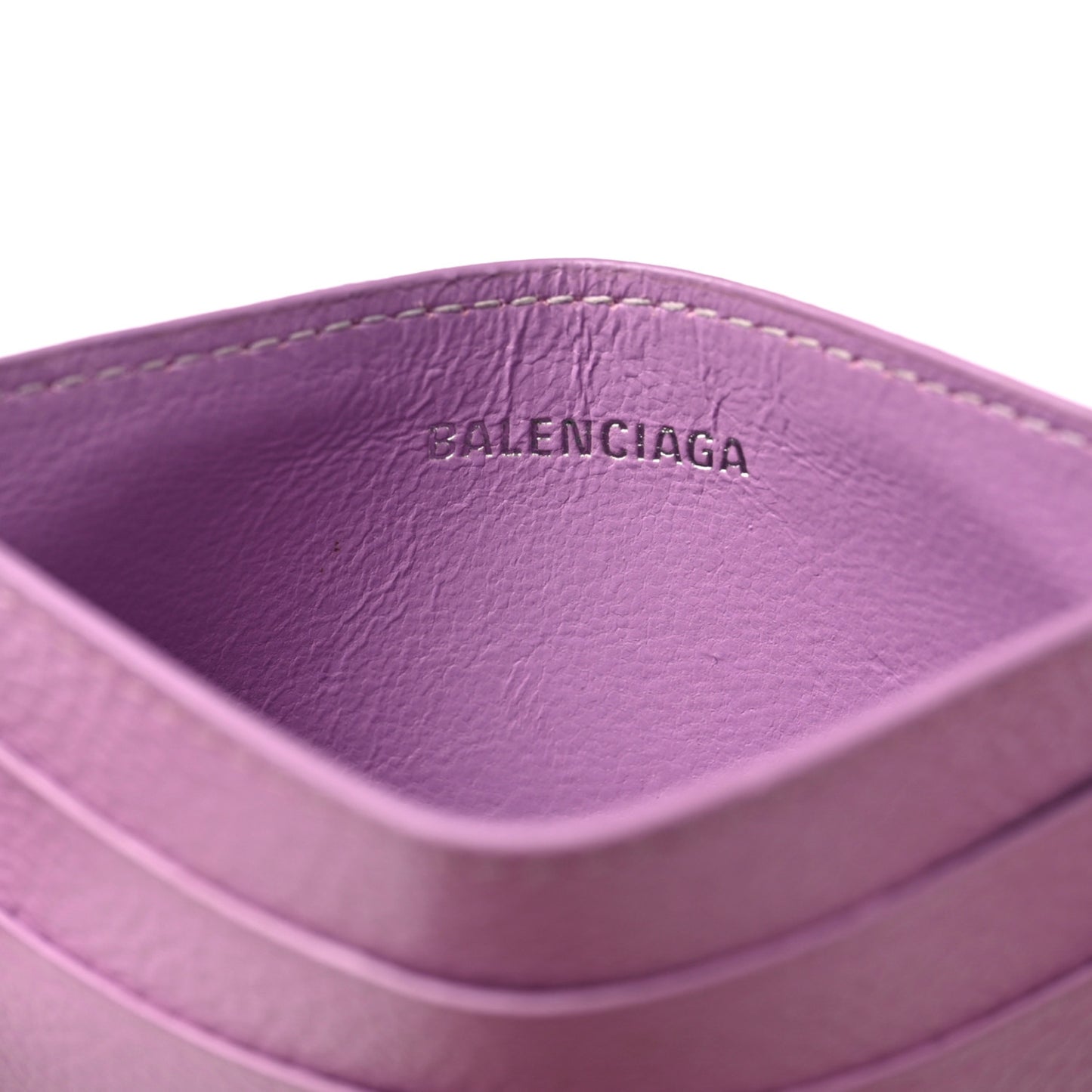 Grained Calfskin Logo Cash Rounded Card Holder Lilac Black