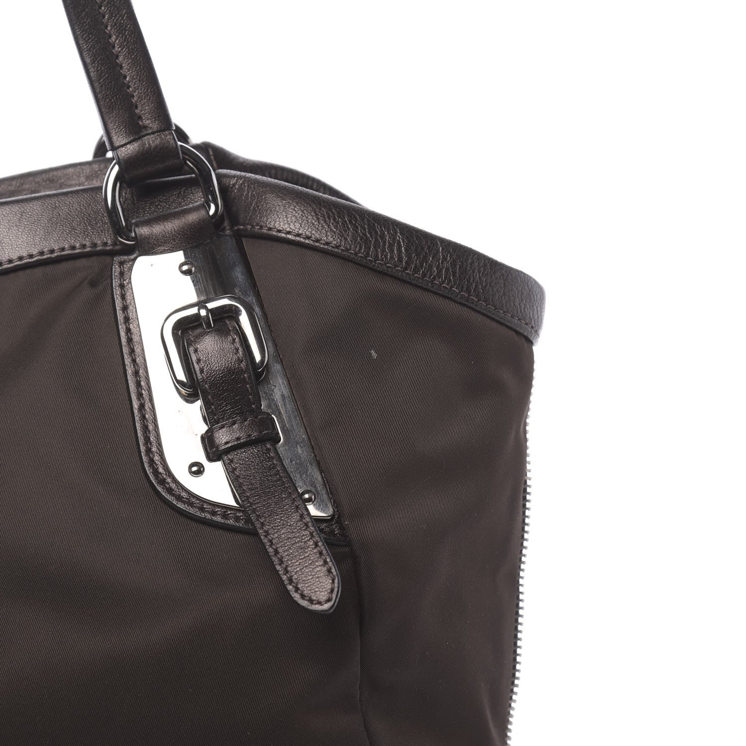 Prada Tessuto Nylon Nappa Zip Around Shopping Bag Moro Mordore 9 of 11