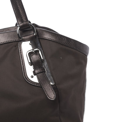 Prada Tessuto Nylon Nappa Zip Around Shopping Bag Moro Mordore 9 of 11