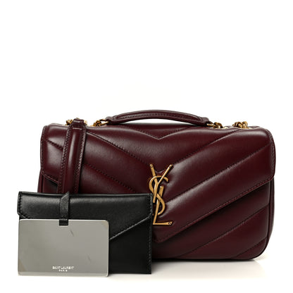 Saint Laurent Lambskin Chevron Quilted Small LouLou Rouge Cabernet 2 of 14