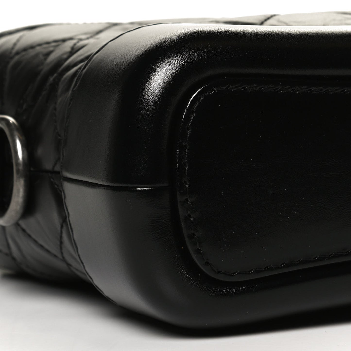 Aged Calfskin Quilted Small Gabrielle Hobo Black
