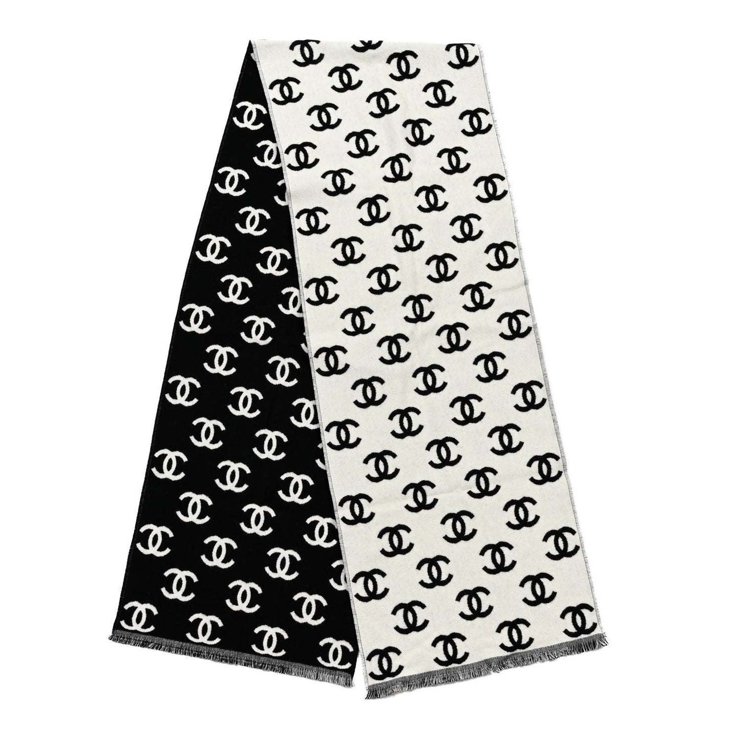 Wool Cashmere CC Scarf Black White