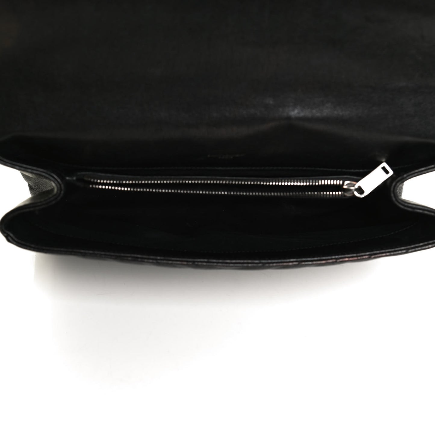 Sheepskin Matelasse Chevron Monogram Large College Satchel Black