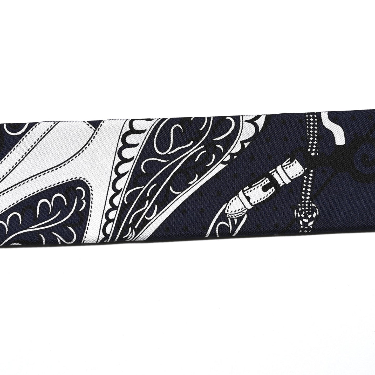 Silk Festival Des Amazones Bandana Fringed Twilly Bleu Black