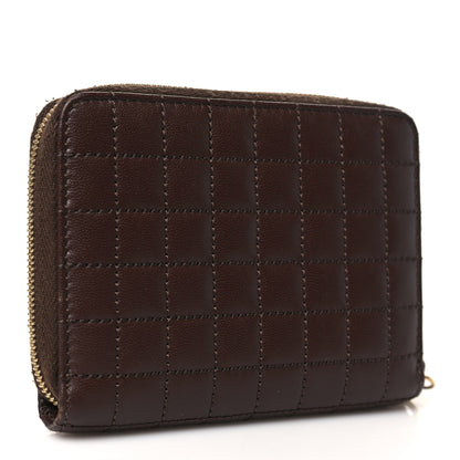 Celine Lambskin Quilted C Charm Zip Around Wallet Brown 3 of 9