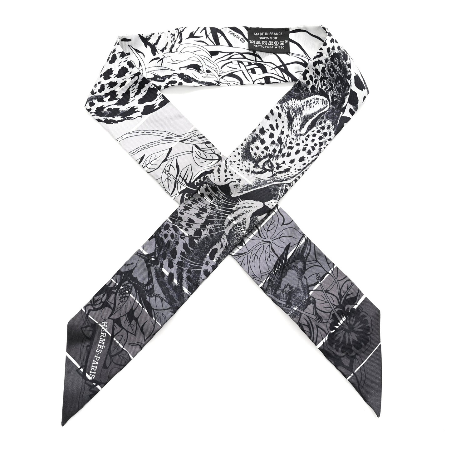 Silk Jungle Love Rainbow Twilly Gris Black White