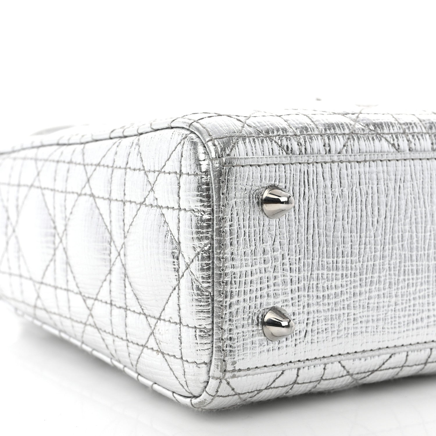 Christian Dior Metallic Grained Calfskin Cannage Small Lucky Badges My Lady Dior Silver 9 of 11