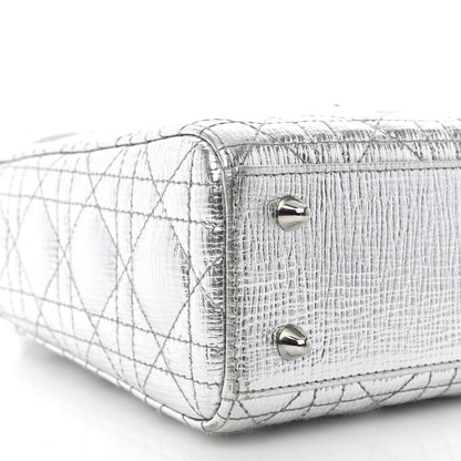 Christian Dior Metallic Grained Calfskin Cannage Small Lucky Badges My Lady Dior Silver 9 of 11