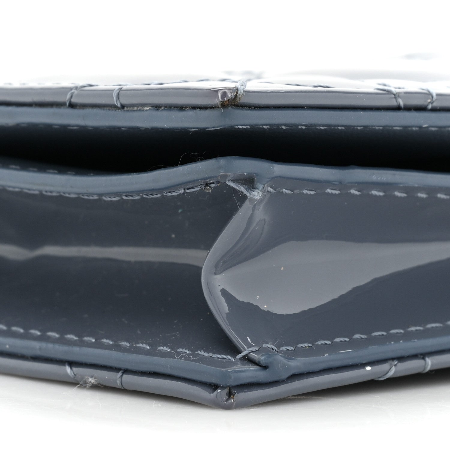 Christian Dior Patent Cannage Mini Lady Dior Wallet Gray Stone 9 of 10