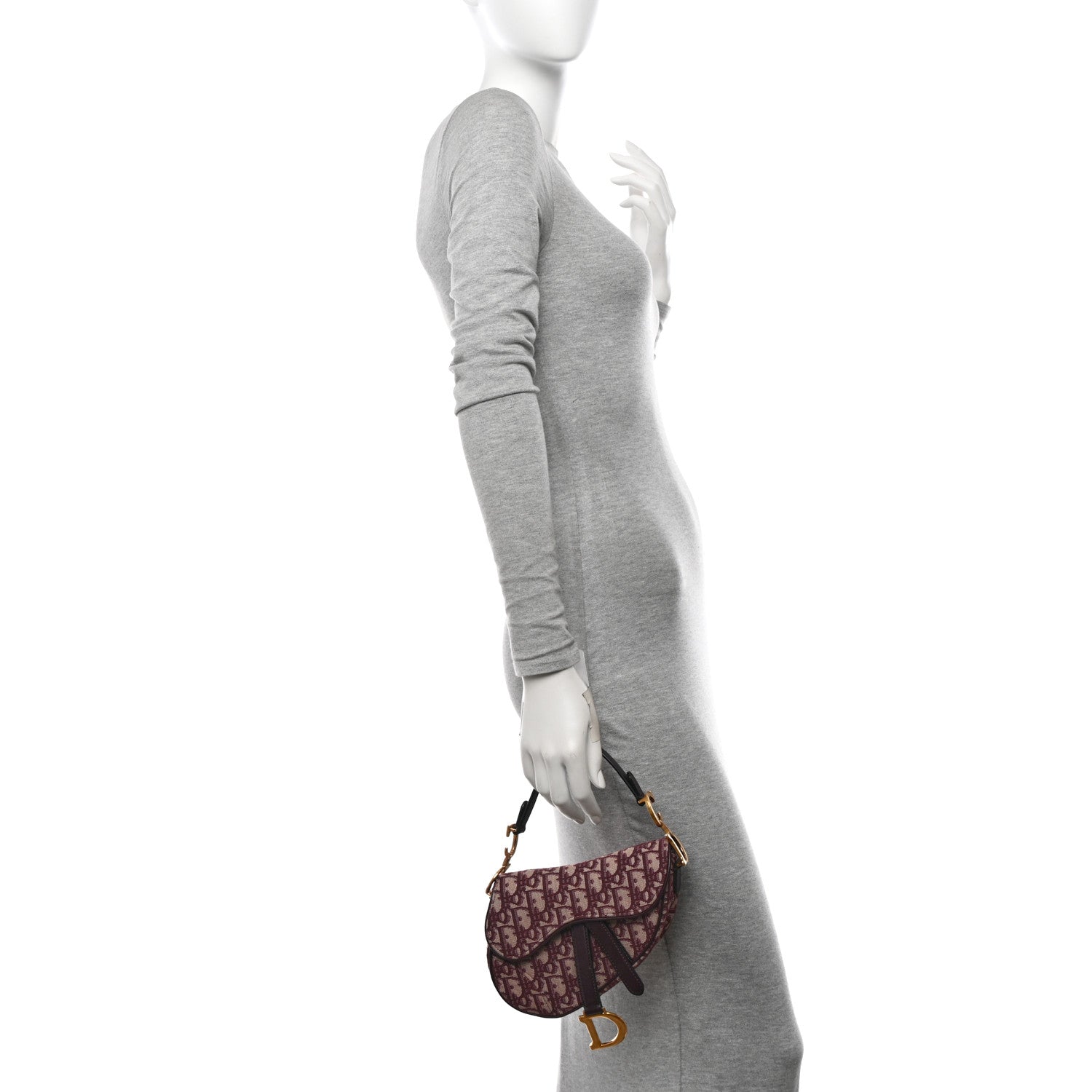 Christian Dior Oblique Mini Saddle Bag Burgundy 2 of 10