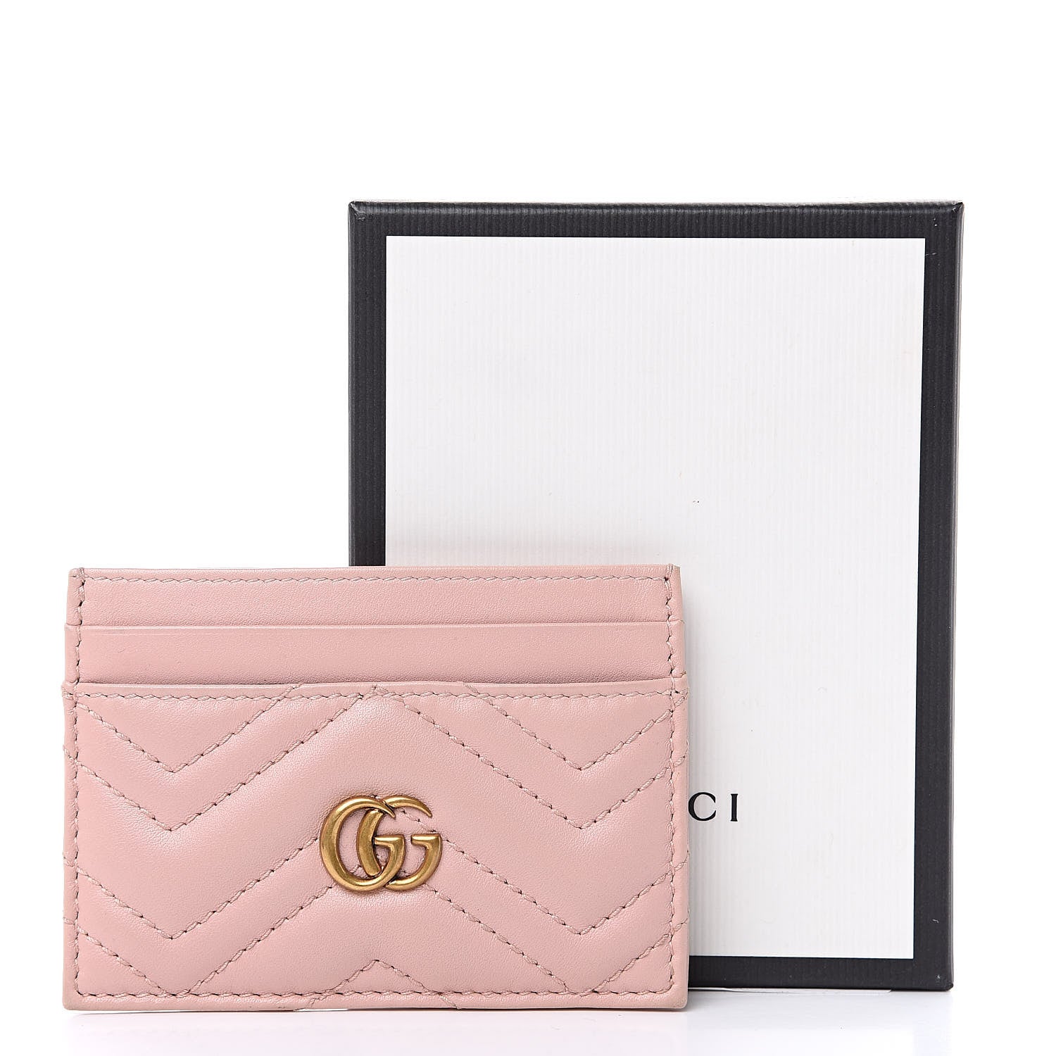 Gucci Calfskin Matelasse GG Marmont Card Holder Perfect Pink 7 of 7
