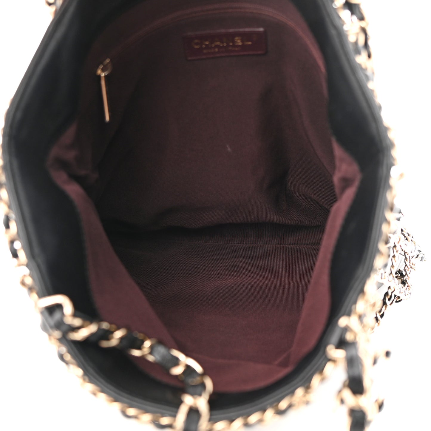 Lambskin Large Shopping Chain Tote Black