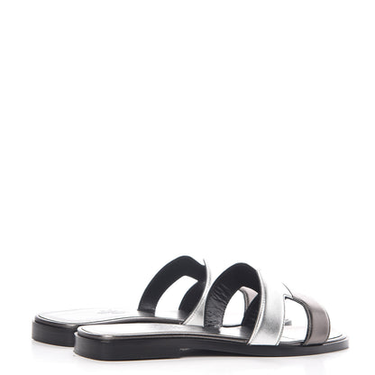 Hermes Metallic Nappa Oran Sandals 35 Canon De Fusil Argent 4 of 9