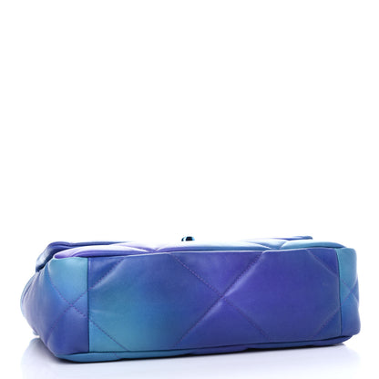 Chanel Tie Dye Calfskin Quilted Medium Chanel 19 Flap Blue Purple 4 of 10