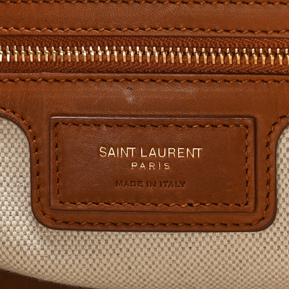 Saint Laurent Calfskin Canvas Beatrix Panier Cut Out Tote Grege Brick 6 of 8