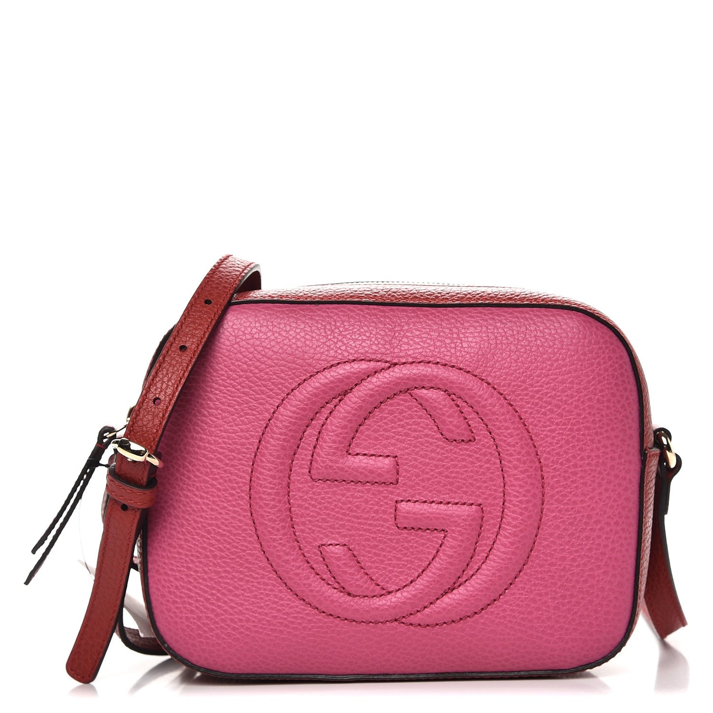 Dollar Calfskin Bi-Color Small Soho Disco Bag New Rosette Hibiscus Red
