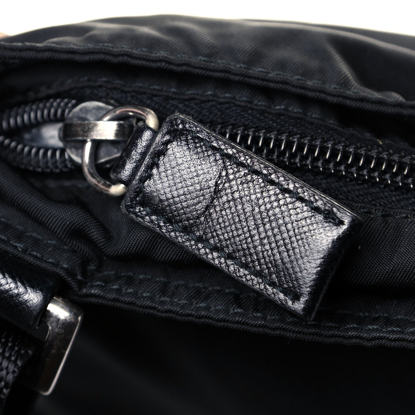 Tessuto Nylon Saffiano Flat Messenger Bag Black