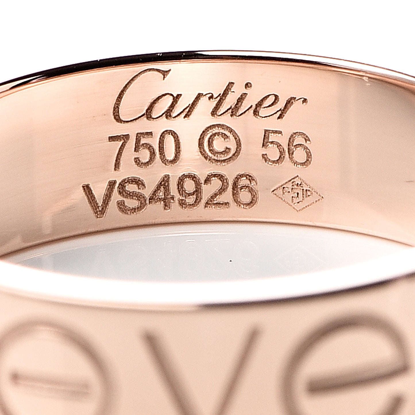 18K Pink Gold 5.5mm Engraved LOVE Ring 56 7.5
