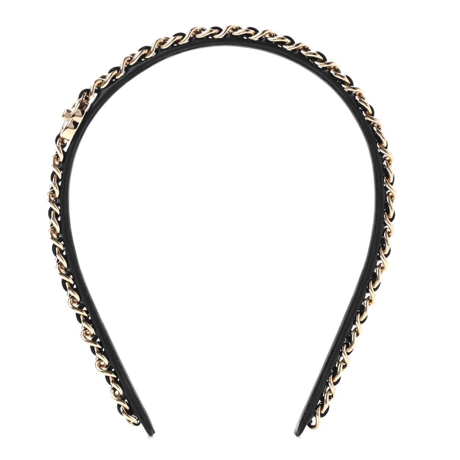 Chanel Metal Lambskin CC Turnlock Chain Headband Gold Black 1 of 6