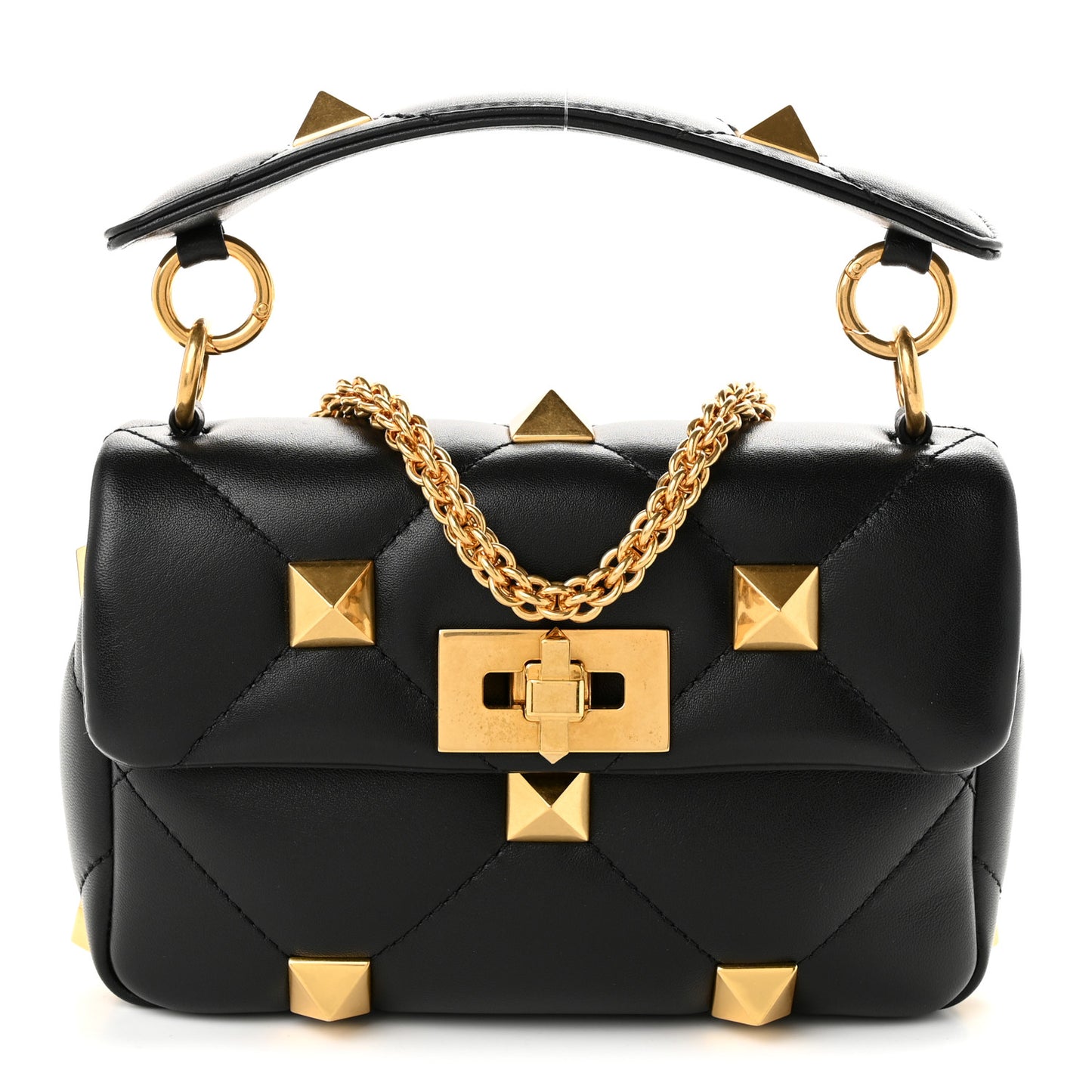 Nappa Small Roman Stud Shoulder Bag Black