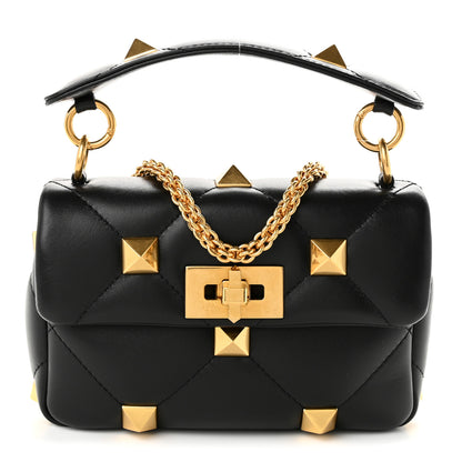 Valentino Garavani Nappa Small Roman Stud Shoulder Bag Black 1 of 9