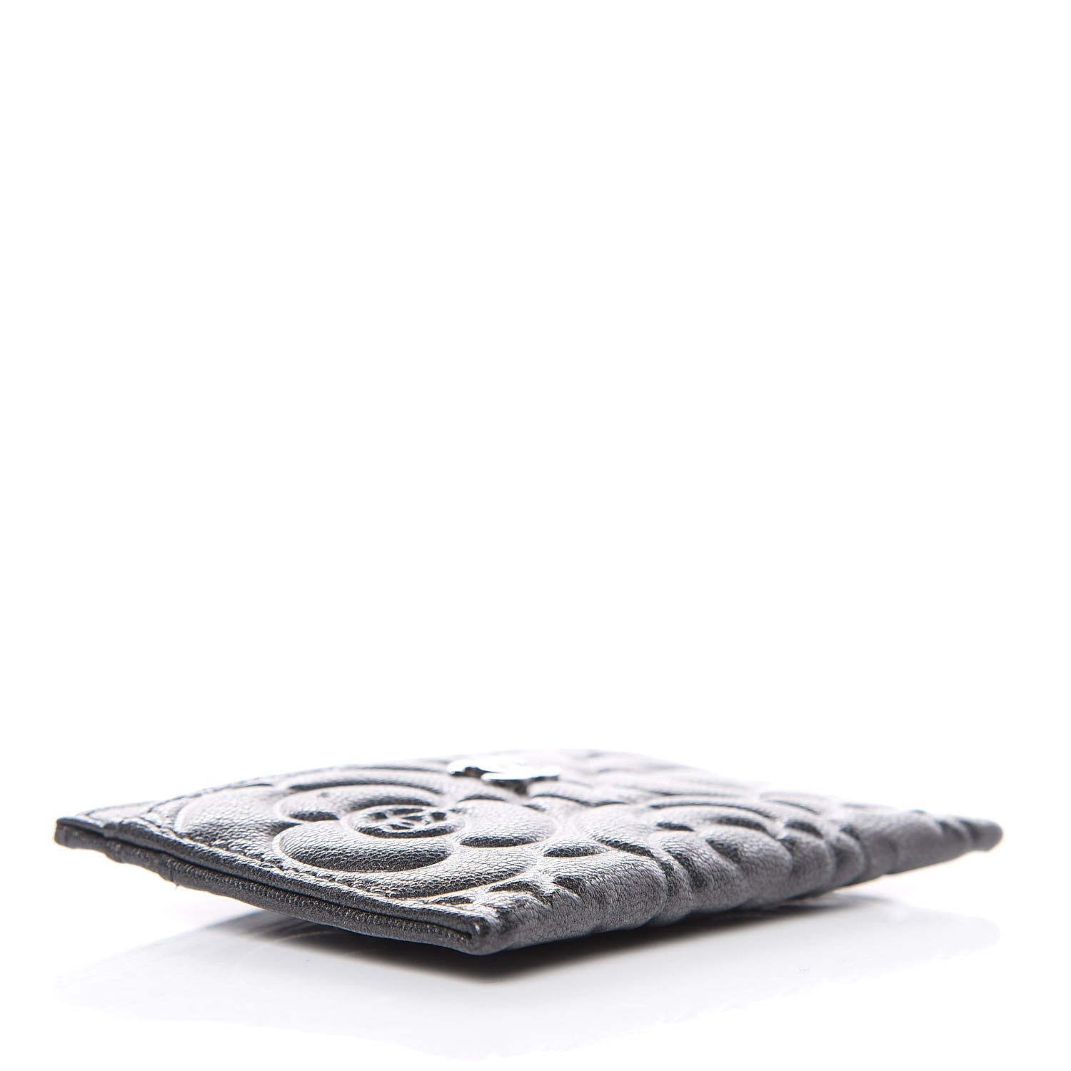 Chanel Goatskin Camellia Embossed Card Holder Grey 4 of 9