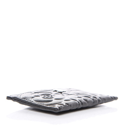 Chanel Goatskin Camellia Embossed Card Holder Grey 4 of 9