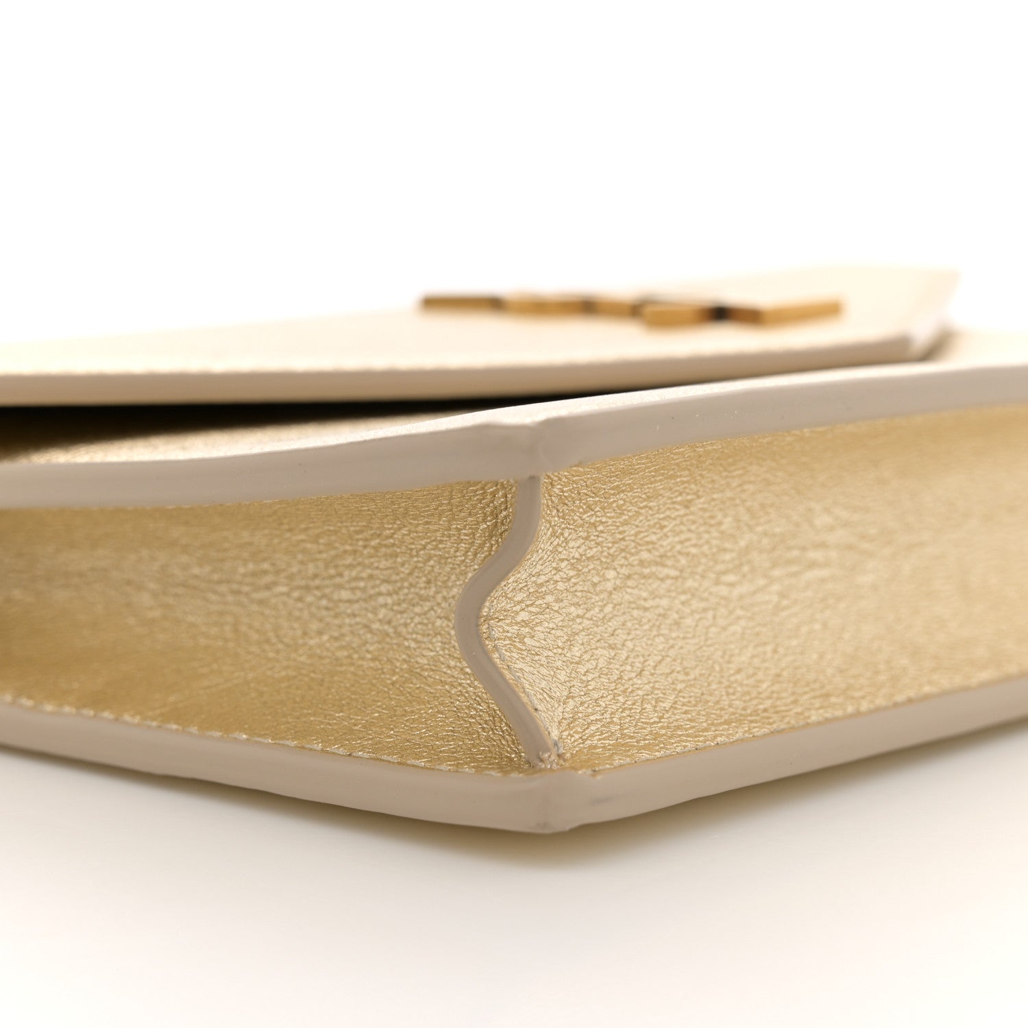 Saint Laurent Metallic Calfskin Monogram Envelope Chain Wallet Gold 9 of 13