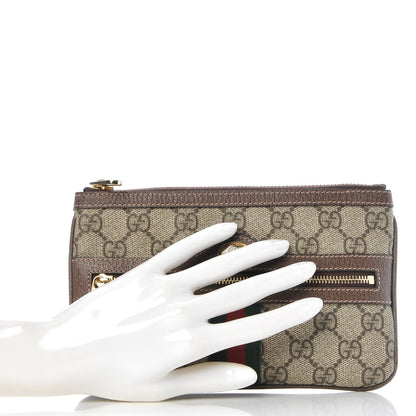 Gucci GG Supreme Monogram Web Small Ophidia Pouch Clutch Beige New Acero 2 of 8
