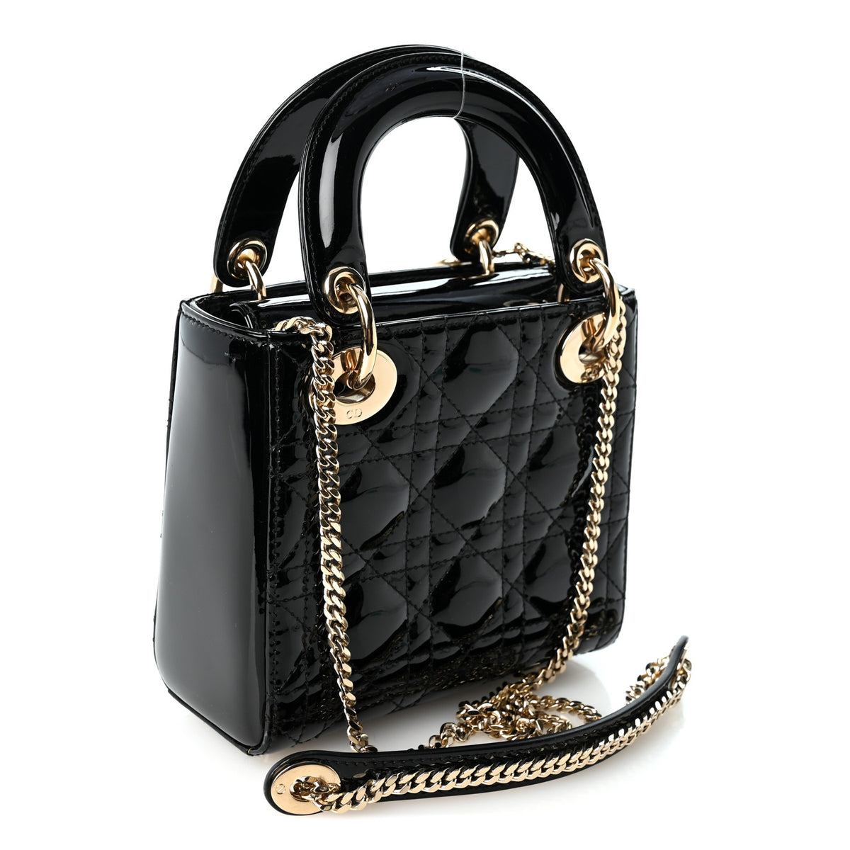 Patent Cannage Mini Lady Dior Black