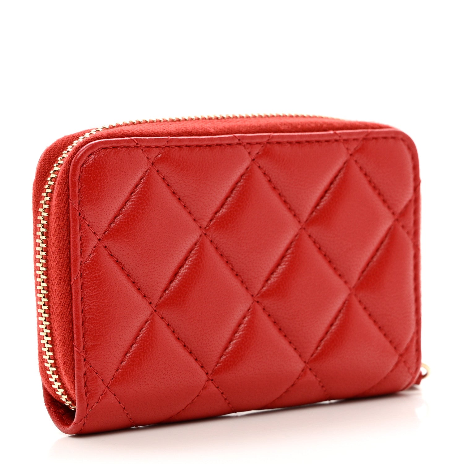 Chanel Lambskin Quilted Chanel 19 Zip Around Coin Purse Wallet Dark Red 3 of 7