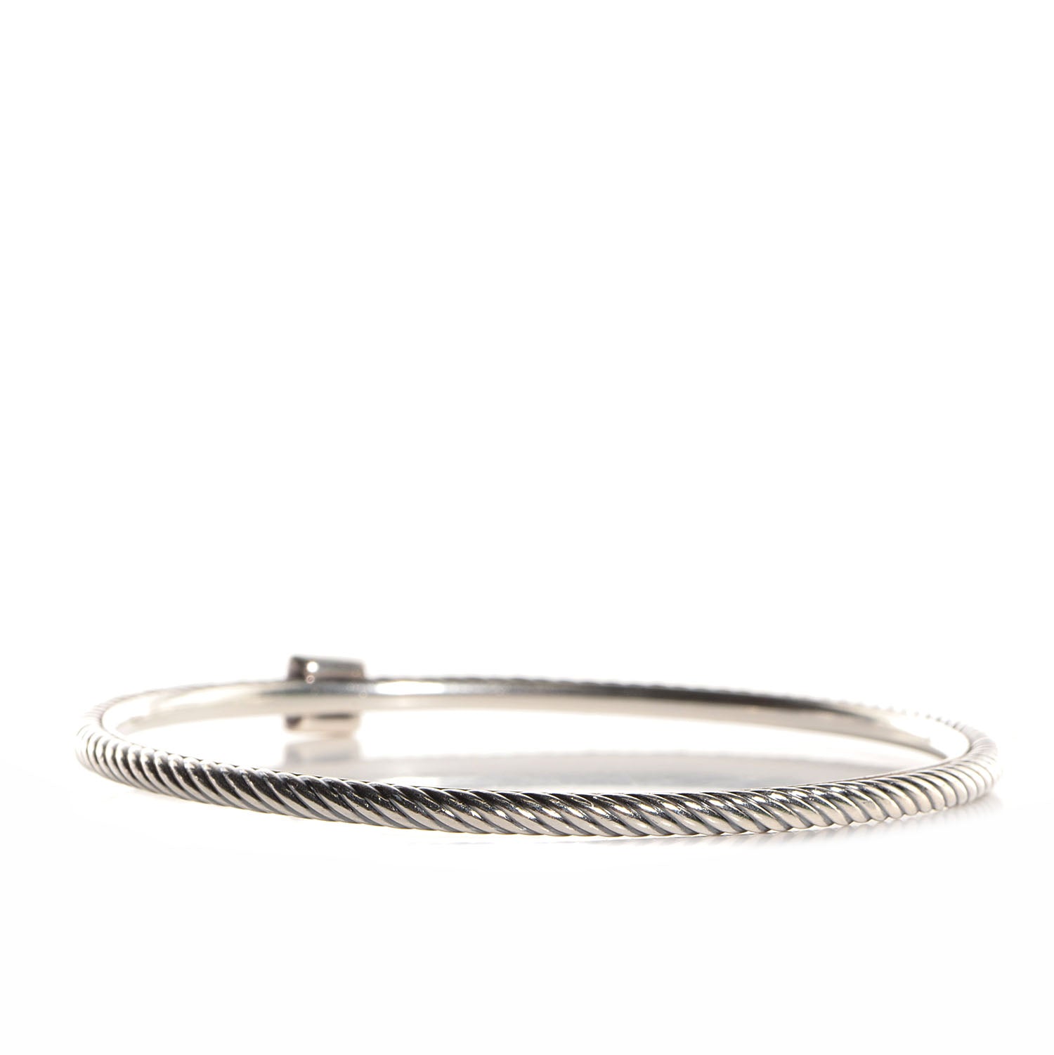 David Yurman Sterling Silver Diamond Square Confetti 3mm Cable Bracelet 3 of 4