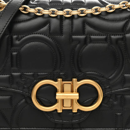 Salvatore Ferragamo Calfskin Quilted Gancini Flap Bag Black 10 of 11