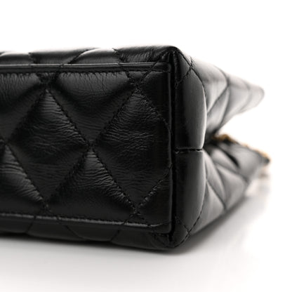 Chanel Shiny Aged Calfskin Quilted Nano Kelly Shopper Black 10 of 12