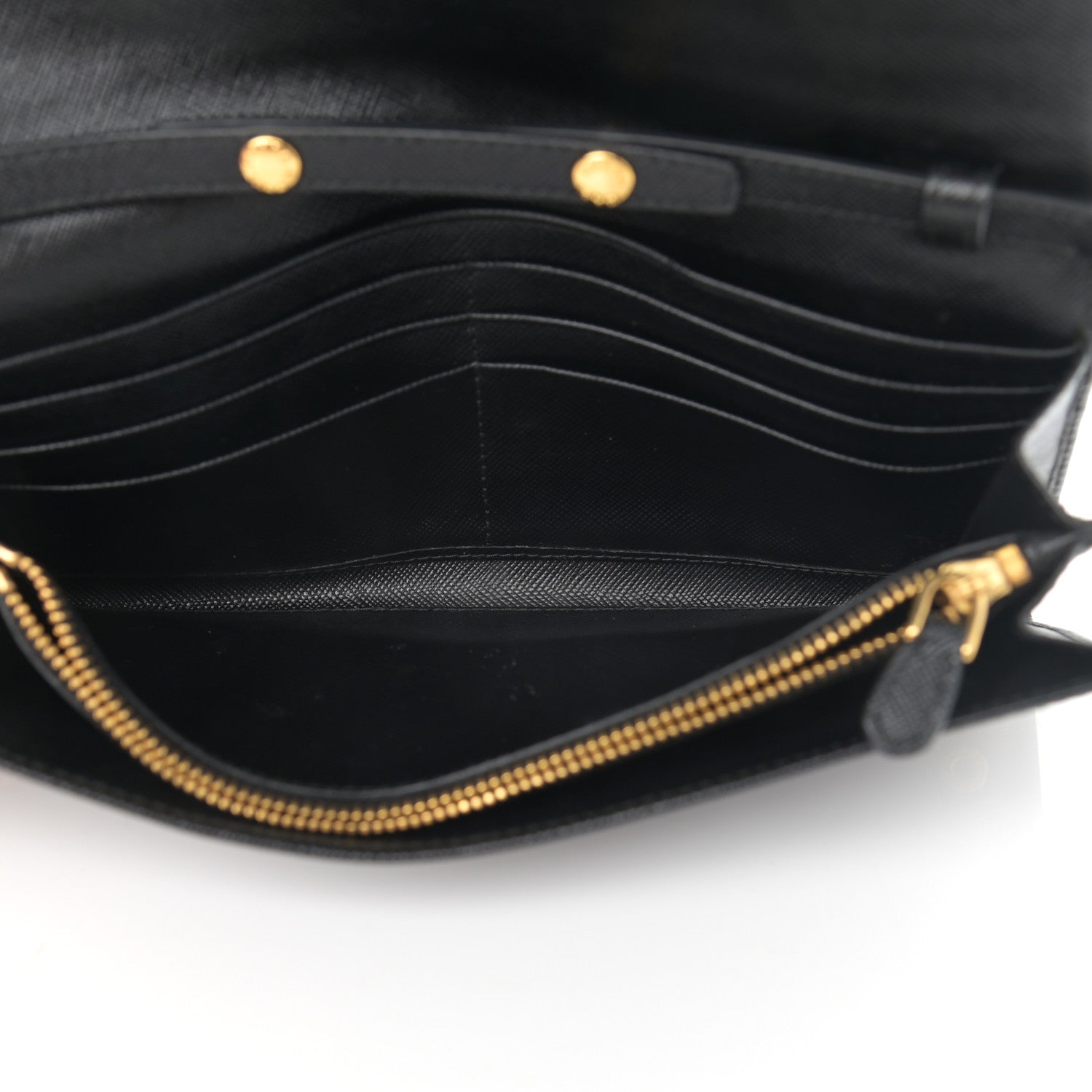 Prada Saffiano Metal Oro Chain Wallet Black 5 of 12
