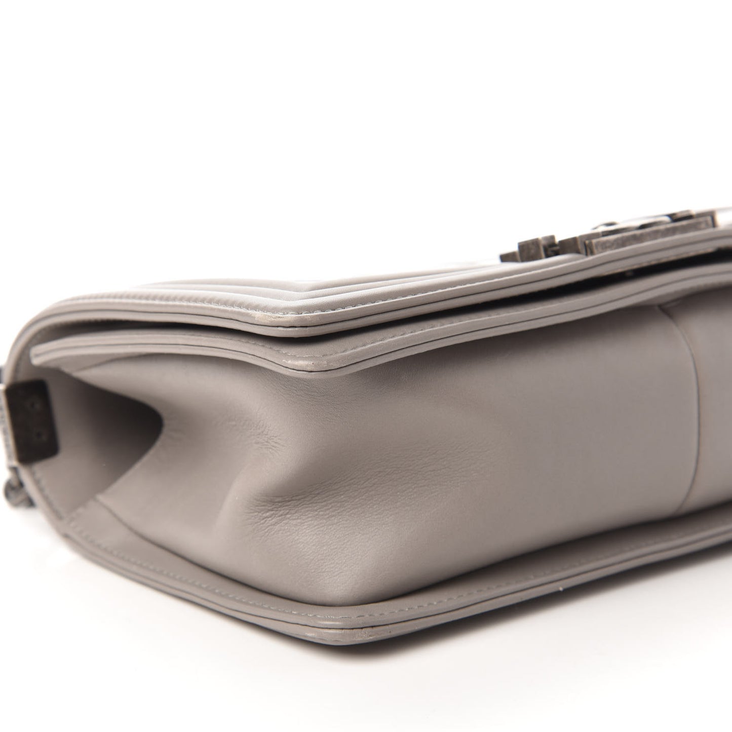 Calfskin Quilted Medium Boy Flap Grey