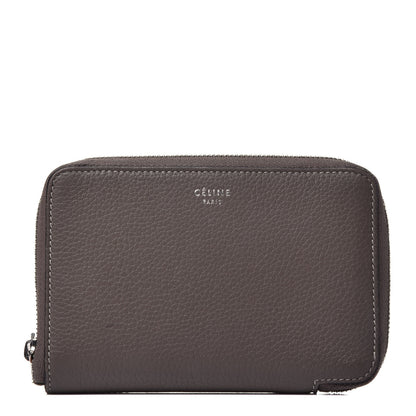 Celine Drummed Calfskin Zip Around Multifunction Wallet Souris 1 of 9