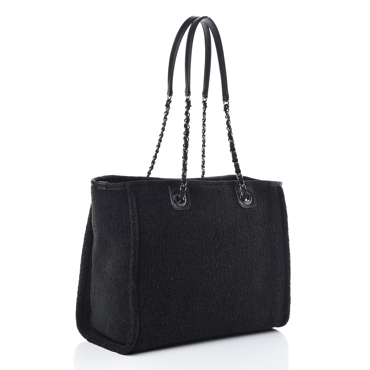 Chanel Lurex Boucle Small Deauville Tote Black 3 of 7