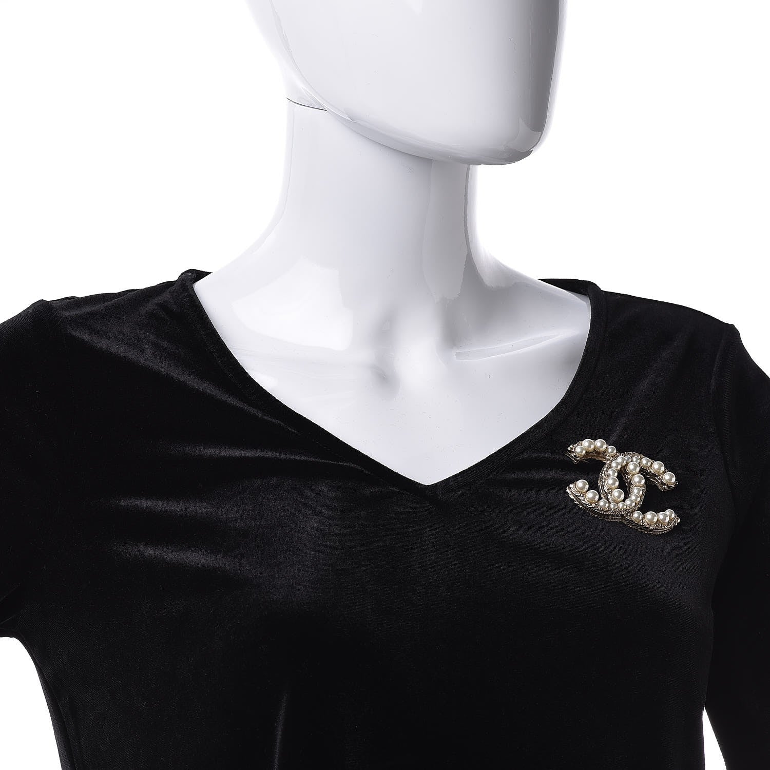 Chanel Metal Pearl Studded CC Brooch Gold 2 of 5
