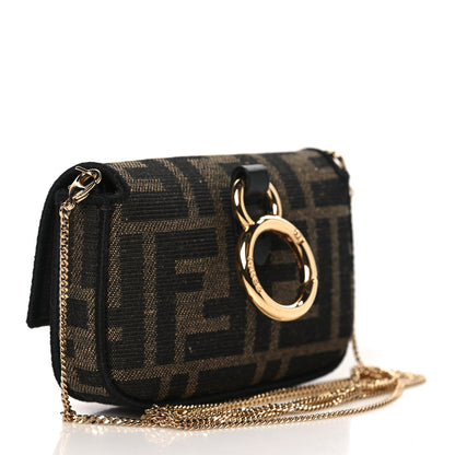 Fendi Fabric Jacquard FF 1974 Nano Baguette Charm Tobacco Moro Black 3 of 8
