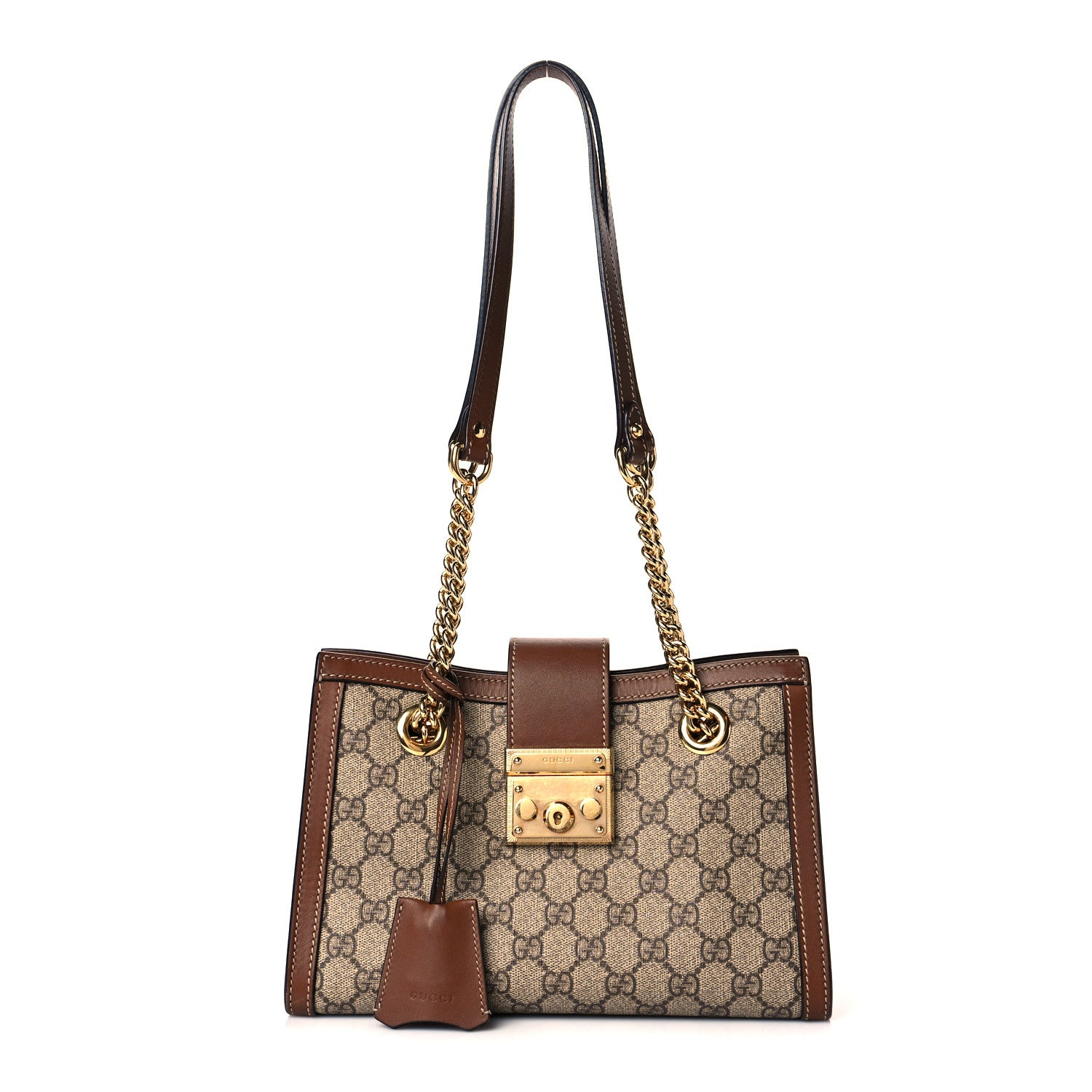Gucci GG Supreme Monogram Calfskin Small Padlock Tote Beige Ebony Tuscany 1 of 11