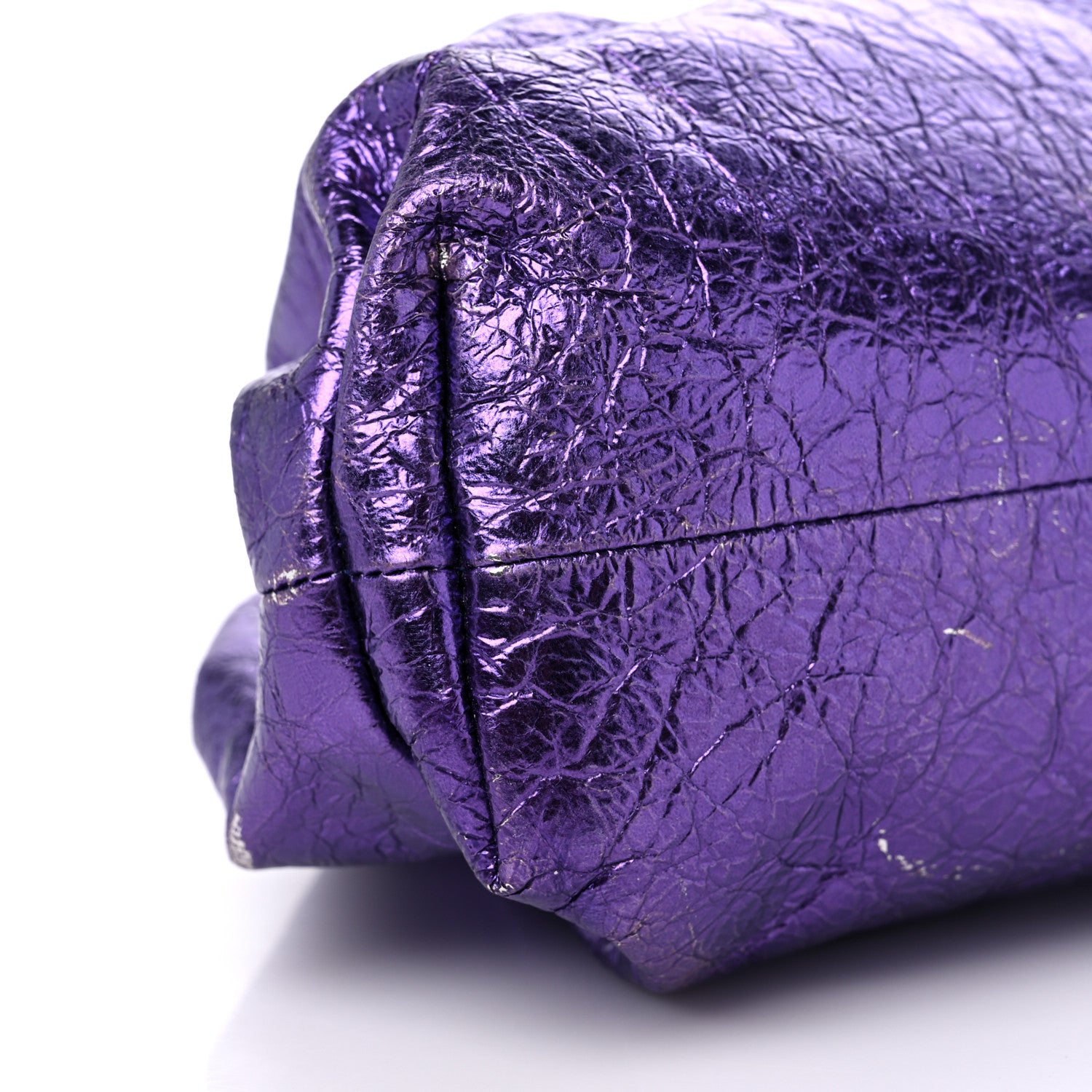 Bottega Veneta Metallic Crinkled Lambskin The Pouch Viola 7 of 14