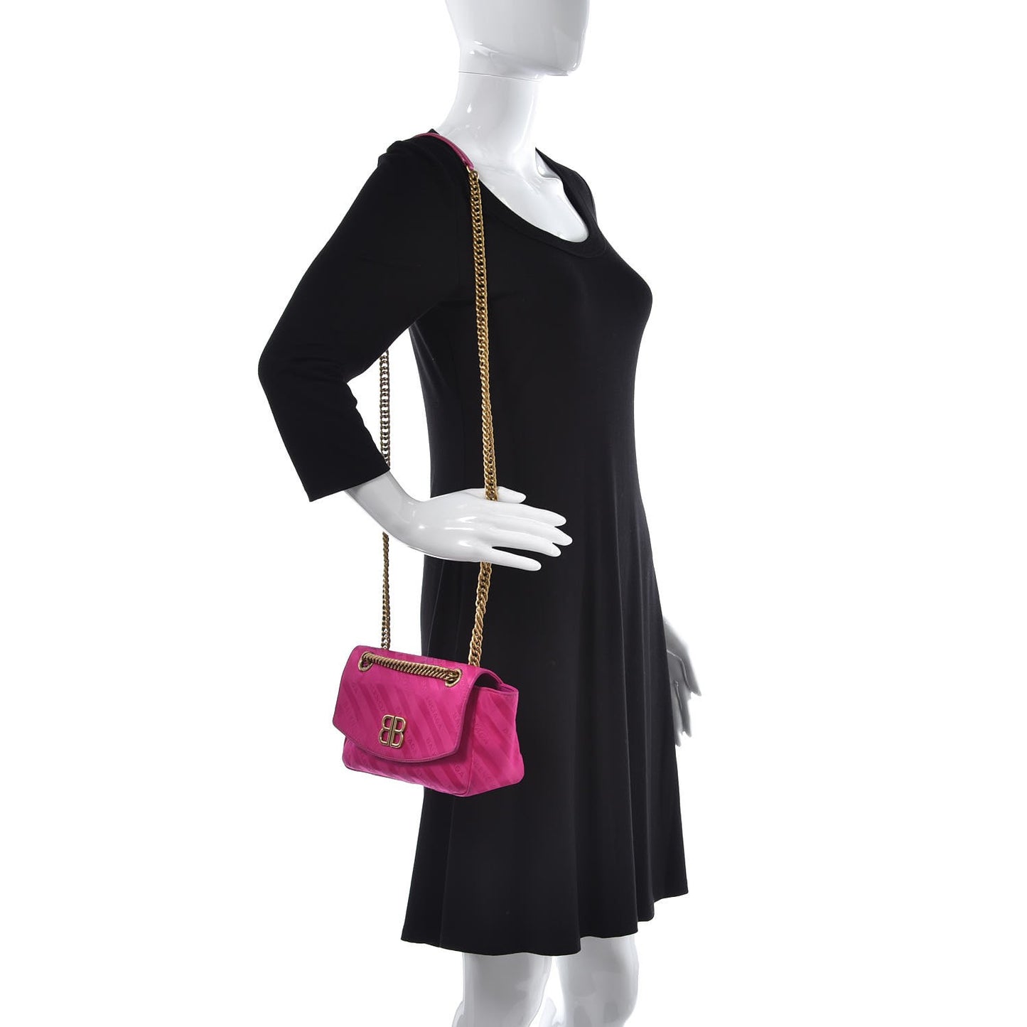 Nylon Jacquard Diagonal Logo S BB Round Shoulder Bag Rose Magenta