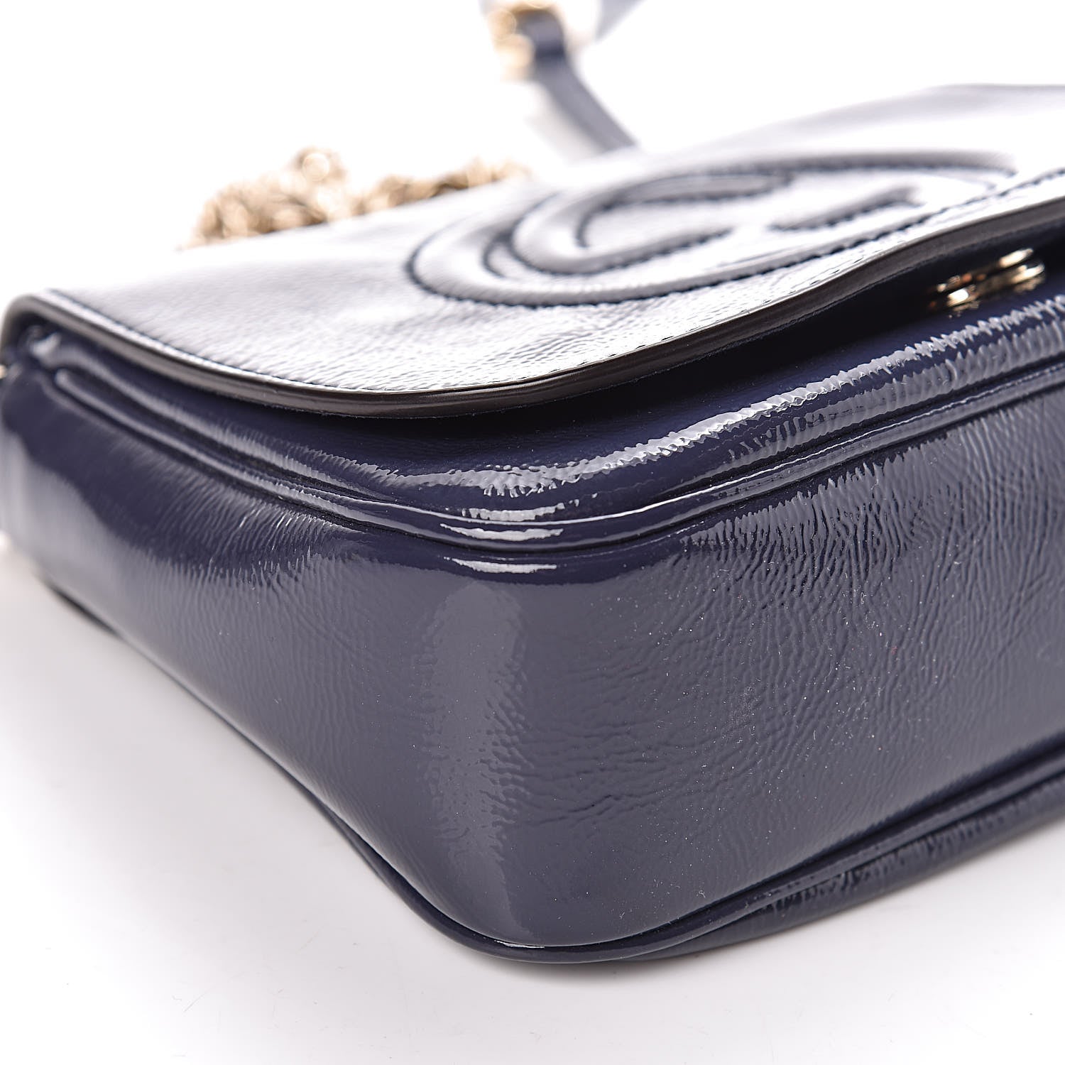 Gucci Vernice Naplack Small Soho Flap Crossbody Uniform Blue 8 of 10